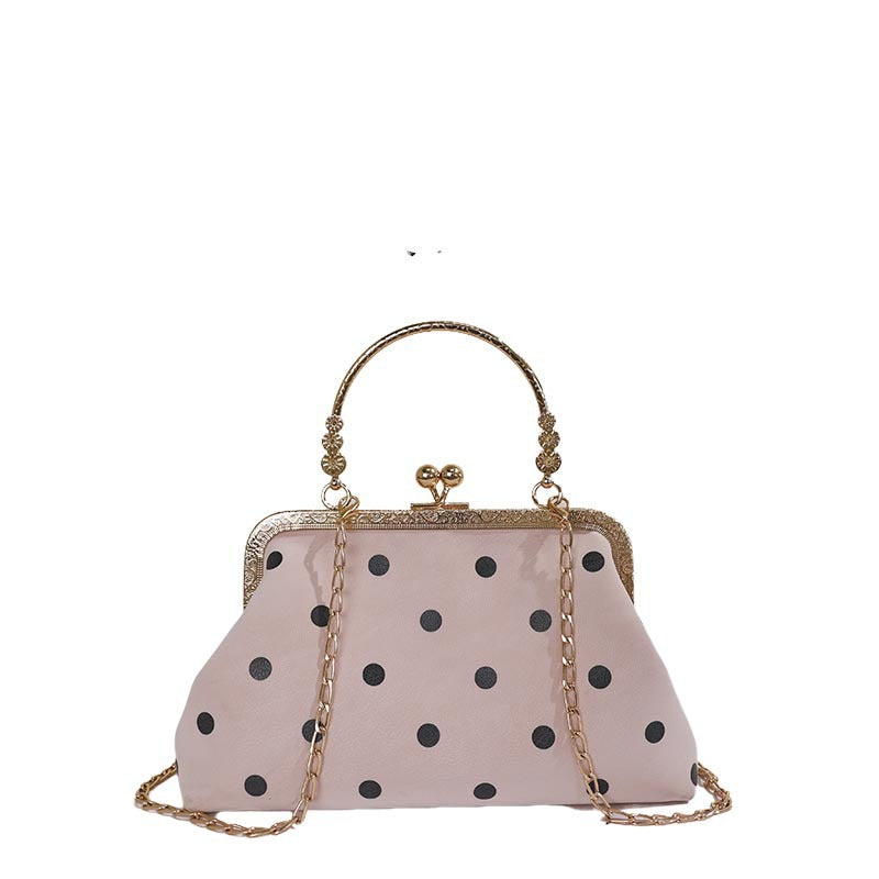 WoVintage Elegante Polka Dot Abend-Clutch Brehn