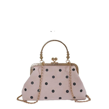 WoVintage Elegante Polka Dot Abend-Clutch Brehn
