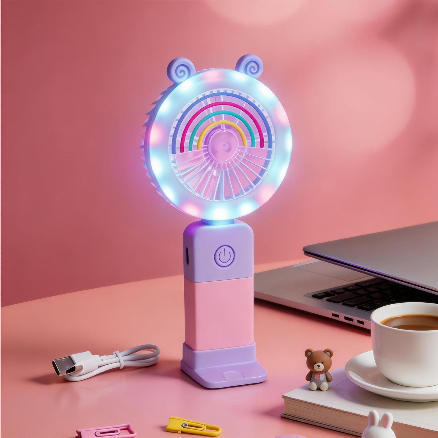 Damen Tragbarer LED Handventilator mit kreativen Lichteffekten Brehn
