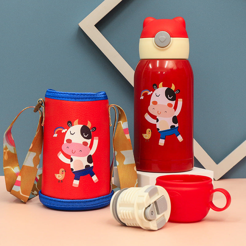 Damen Isolierte Trinkflasche mit niedlichem Kaninchen-Design und praktischem Tragegurt Brehn