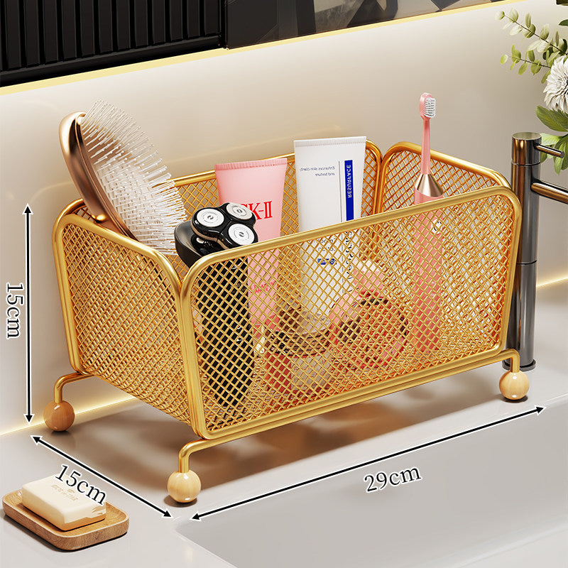 Netz Arbeitsplatte Badezimmer Kosmetik Organizer mit Holzballfüßen