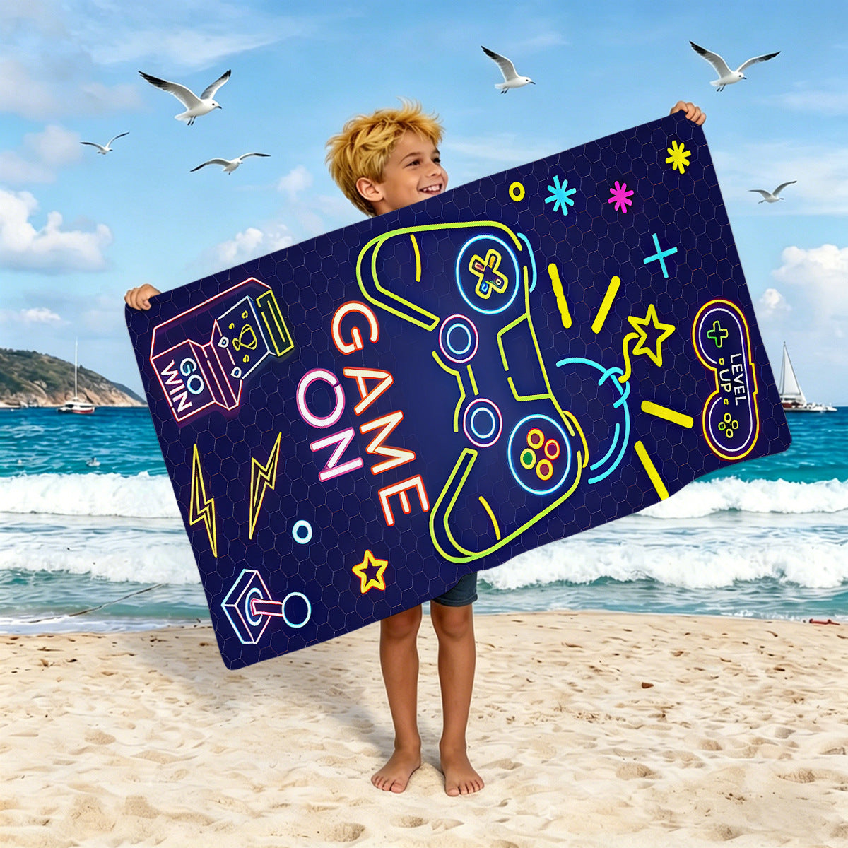Jungen Strandtuch mit Spielkonsolen-Motiv Brehn