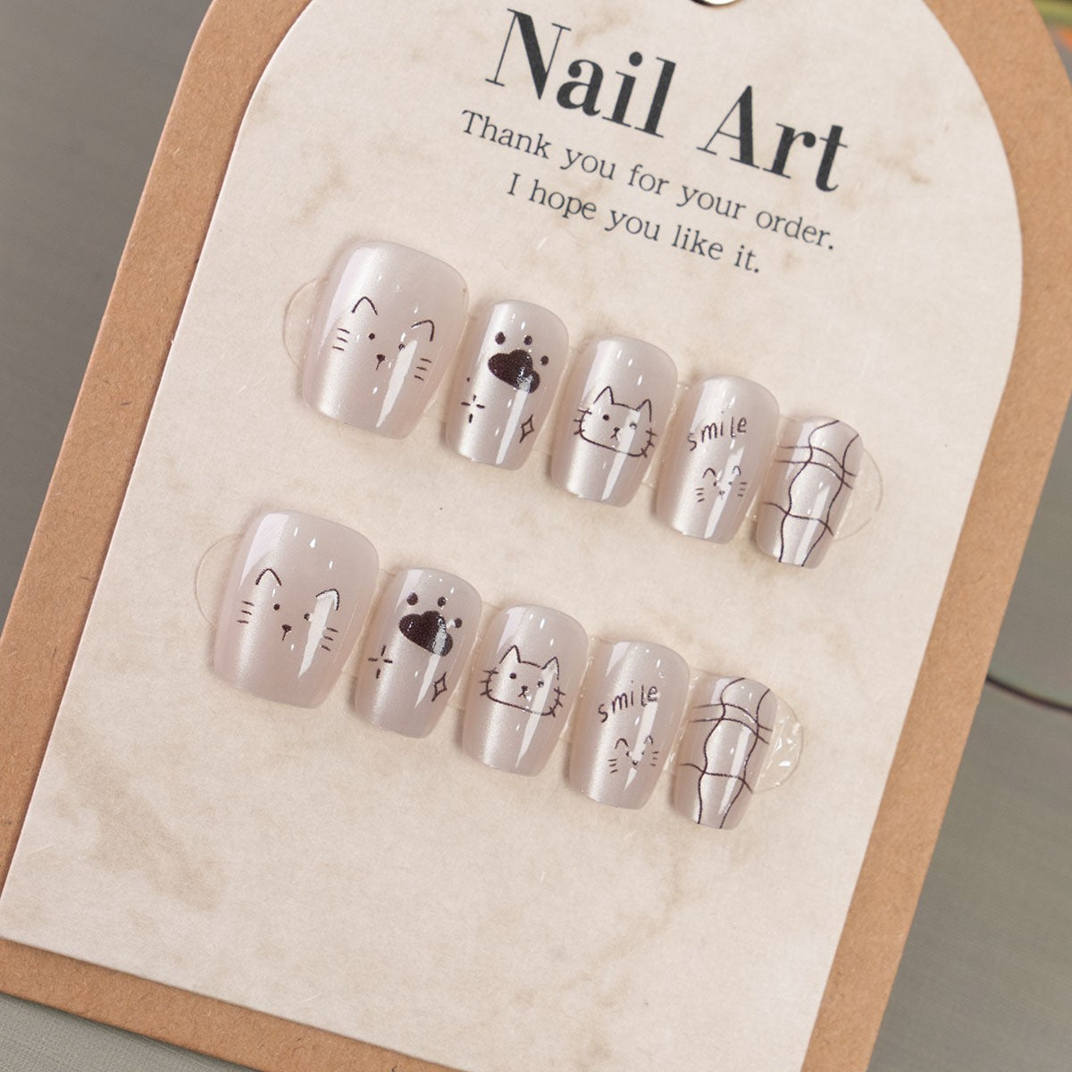Verspielt Katzen-Themen Press-On Nagelkunst Brehn