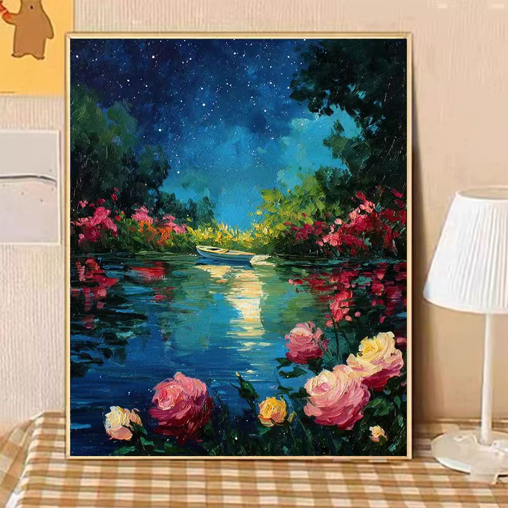 Szenische nächtliche florale Landschaft Leinwandkunst Brehn