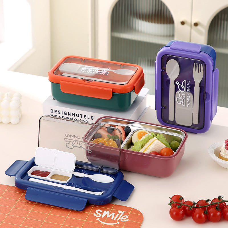 Stilvolle Mehrfach-Fach Bento Lunchbox mit integriertem Besteck