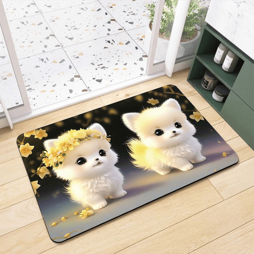Adorabler Pomeranian-Themen Badezimmerteppich Brehn