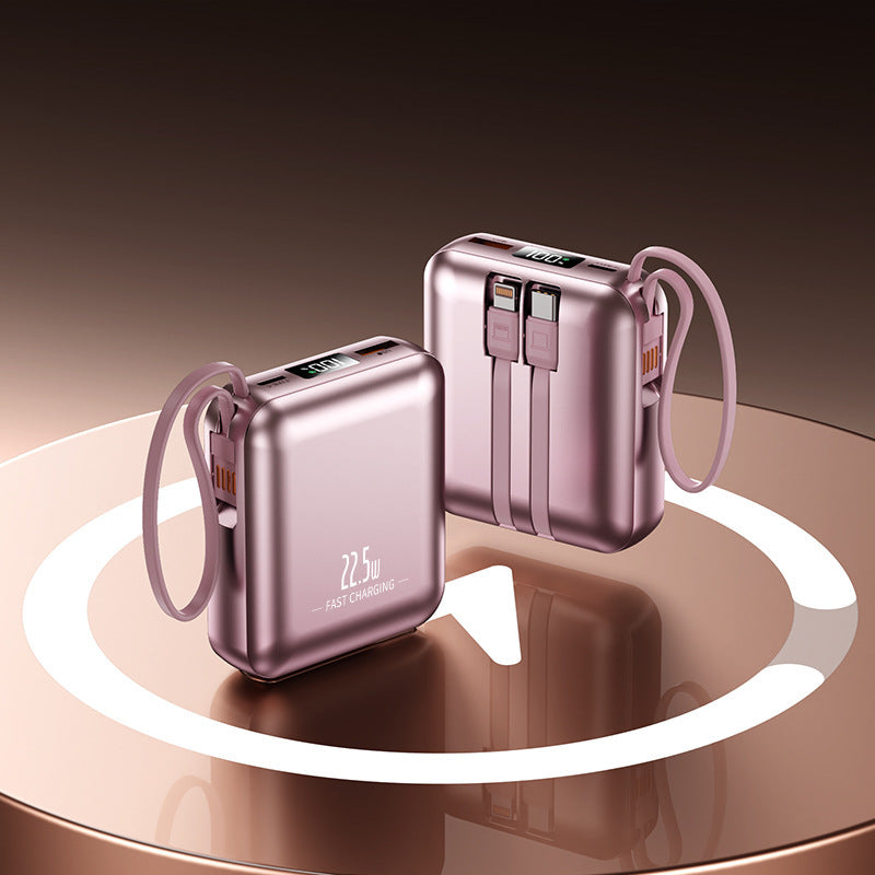 Tragbare Powerbank mit Schnellladefunktion und integriertem Kabelsystem Brehn