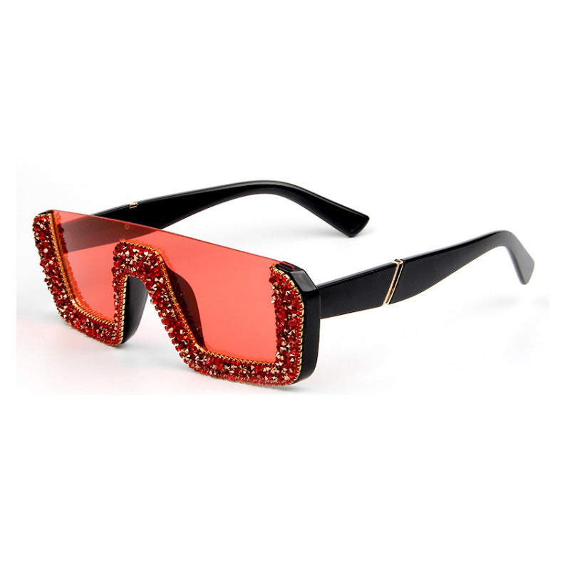Damen elegante Glitzer-Sonnenbrille mit markantem Rahmen Brehn