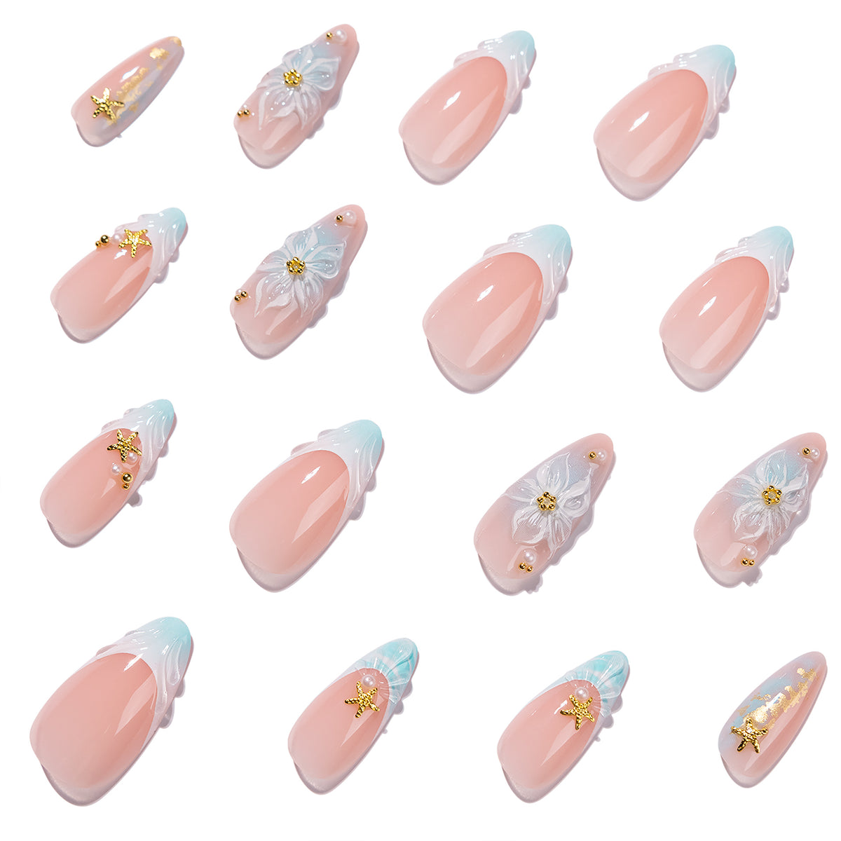 Kunstvolle Stiletto-Nägel mit floralen und glamourösen Akzenten Brehn