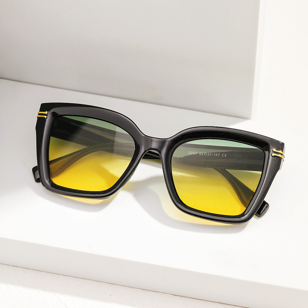 Damen trendige quadratische Sonnenbrille mit elegantem Gestell Brehn