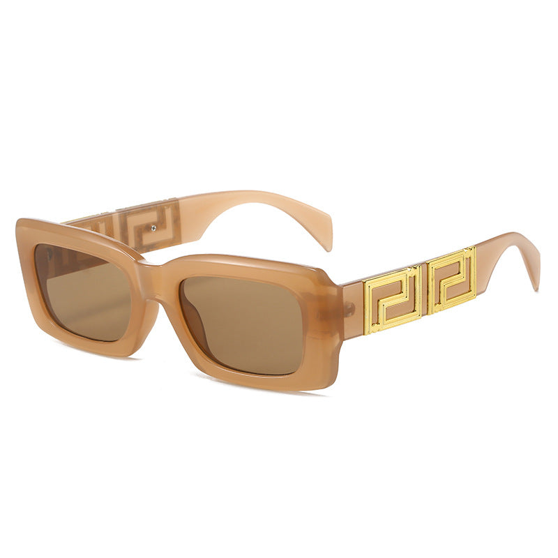 Damen elegante quadratische Sonnenbrille mit luxuriösem Goldakzent Brehn