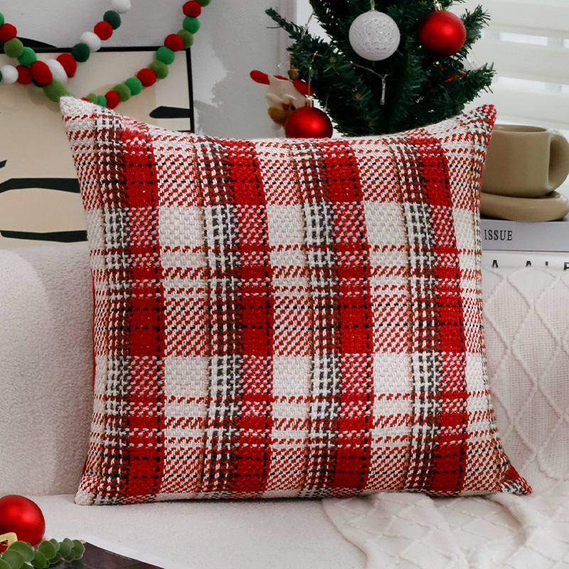 Quadratischer kariert gewebter Kissenbezug im Tweed‑Look für Sofa & Festliche Deko Brehn