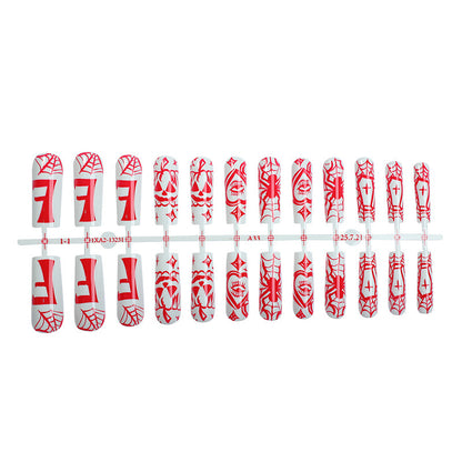 Halloween-Themen Press-On Nageldesign Set mit gothischem Spinnendesign