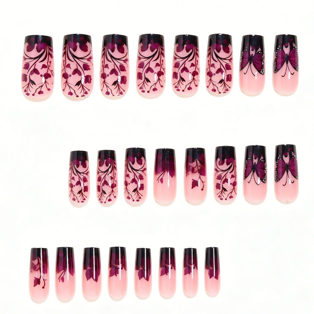 Elegante Schmetterlings-Blumen-Nagelkunst-Spitzen Brehn