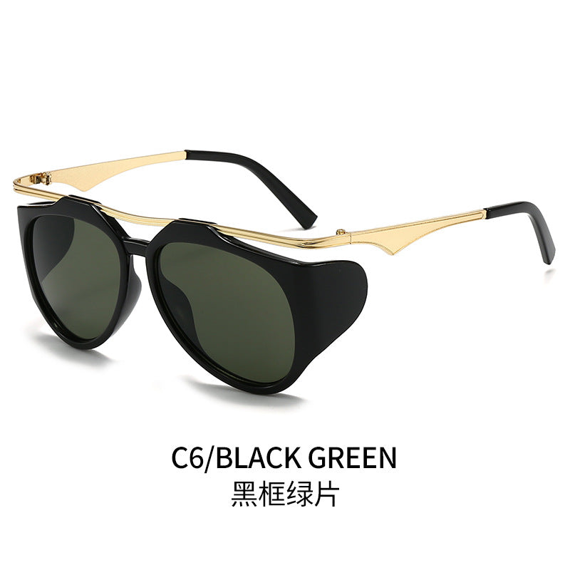 Damen Modische Sport-Sonnenbrille mit Oversized-Rahmen und goldenen Akzenten Brehn