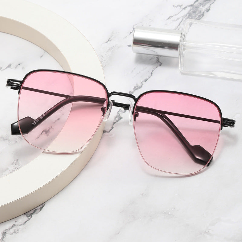 Damen Designer-Brille mit quadratischem Rahmen und glänzender Metallstruktur Brehn