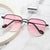 Damen Designer-Brille mit quadratischem Rahmen und glänzender Metallstruktur Brehn