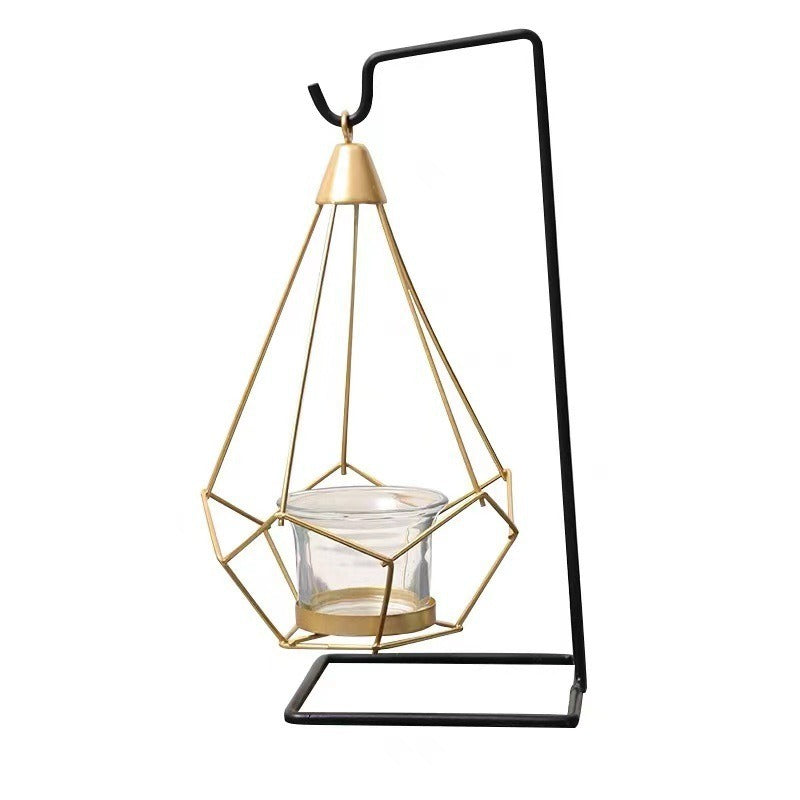 Dekoratives geometrisches hängendes Teelichthalter-Set mit Metallständern und Glasvotivhaltern Brehn