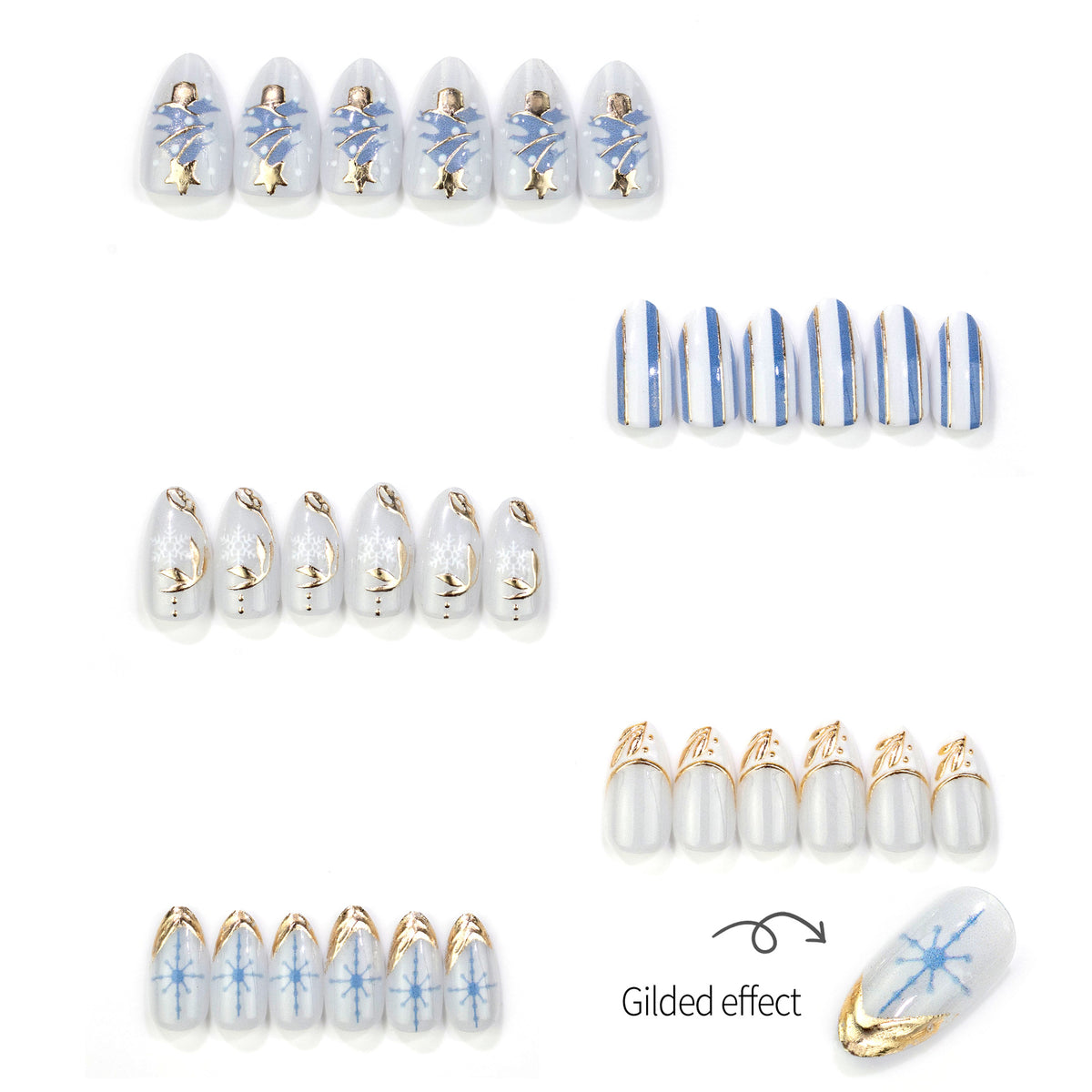 Winter-Themed Press-On Nail Set with Elegant Holiday Designs Brehn