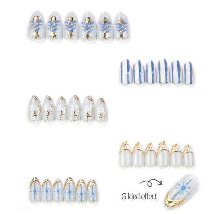 Winter-Themed Press-On Nail Set with Elegant Holiday Designs Brehn