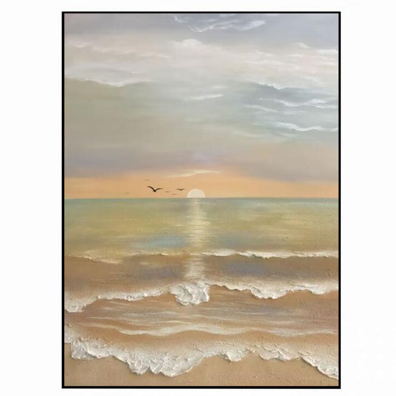 Texturiertes Küsten Sonnenuntergang Leinwandkunst