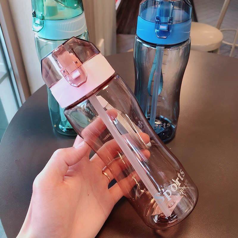 Damen Ergonomische Sporttrinkflasche mit integrierter Trinkhalmfunktion Brehn
