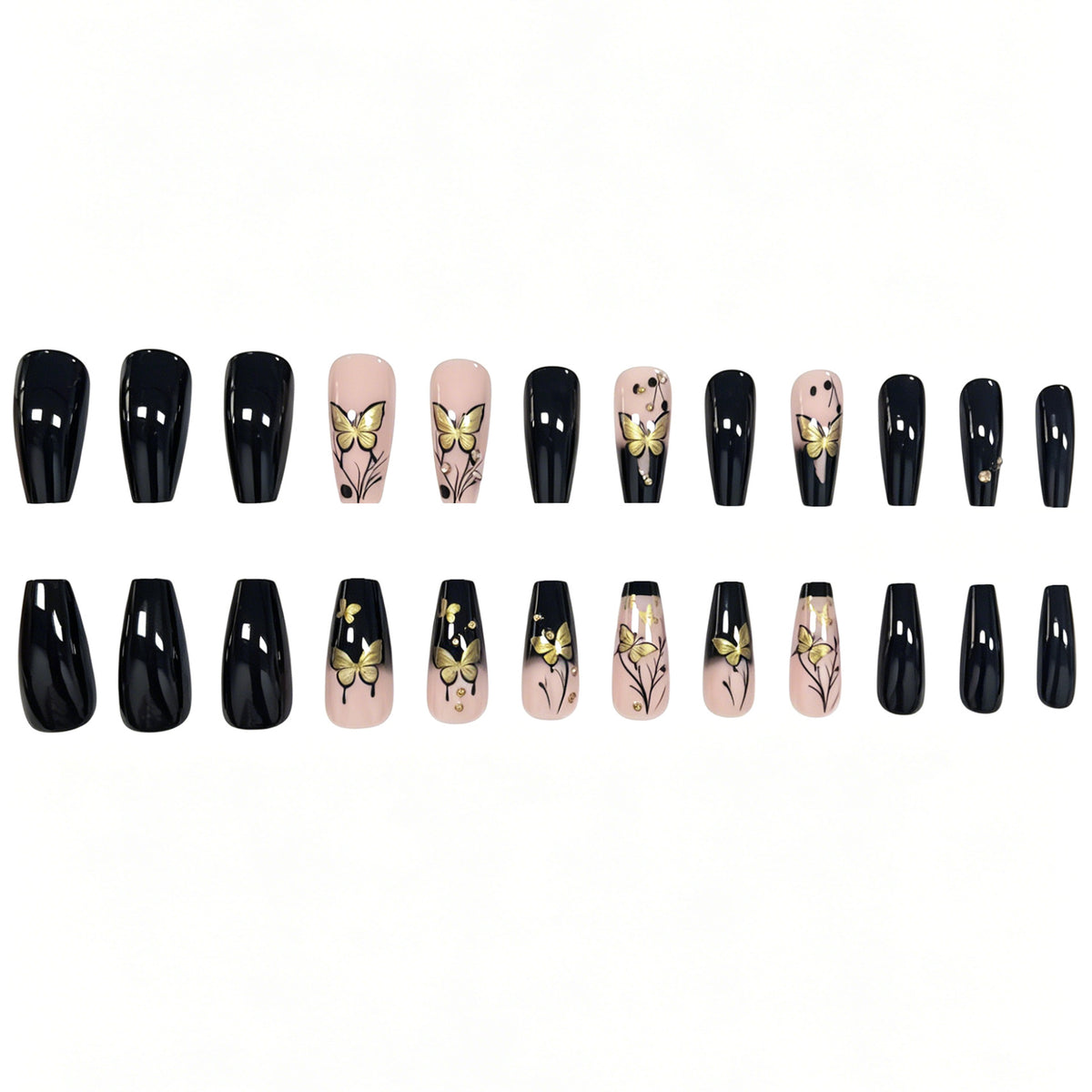 Luxuriöse Schmetterlings-Themen Acryl-Nagelverlängerungen Brehn