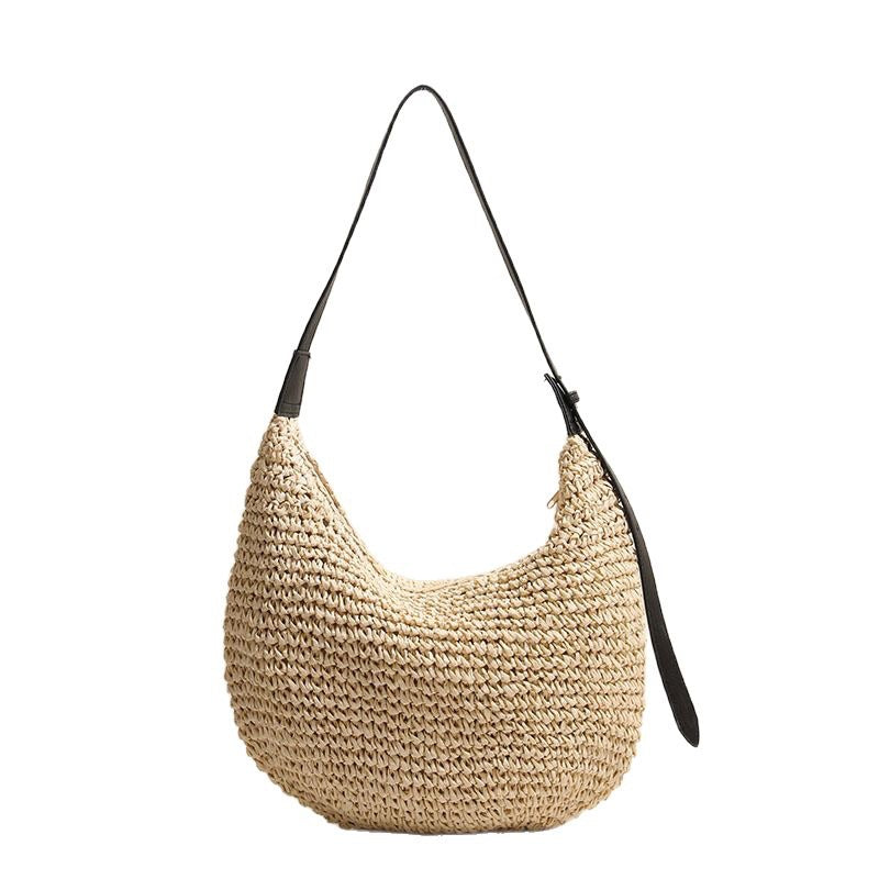 Handgefertigte Hobo-Tasche Aus Natürlichem Bastmaterial Brehn