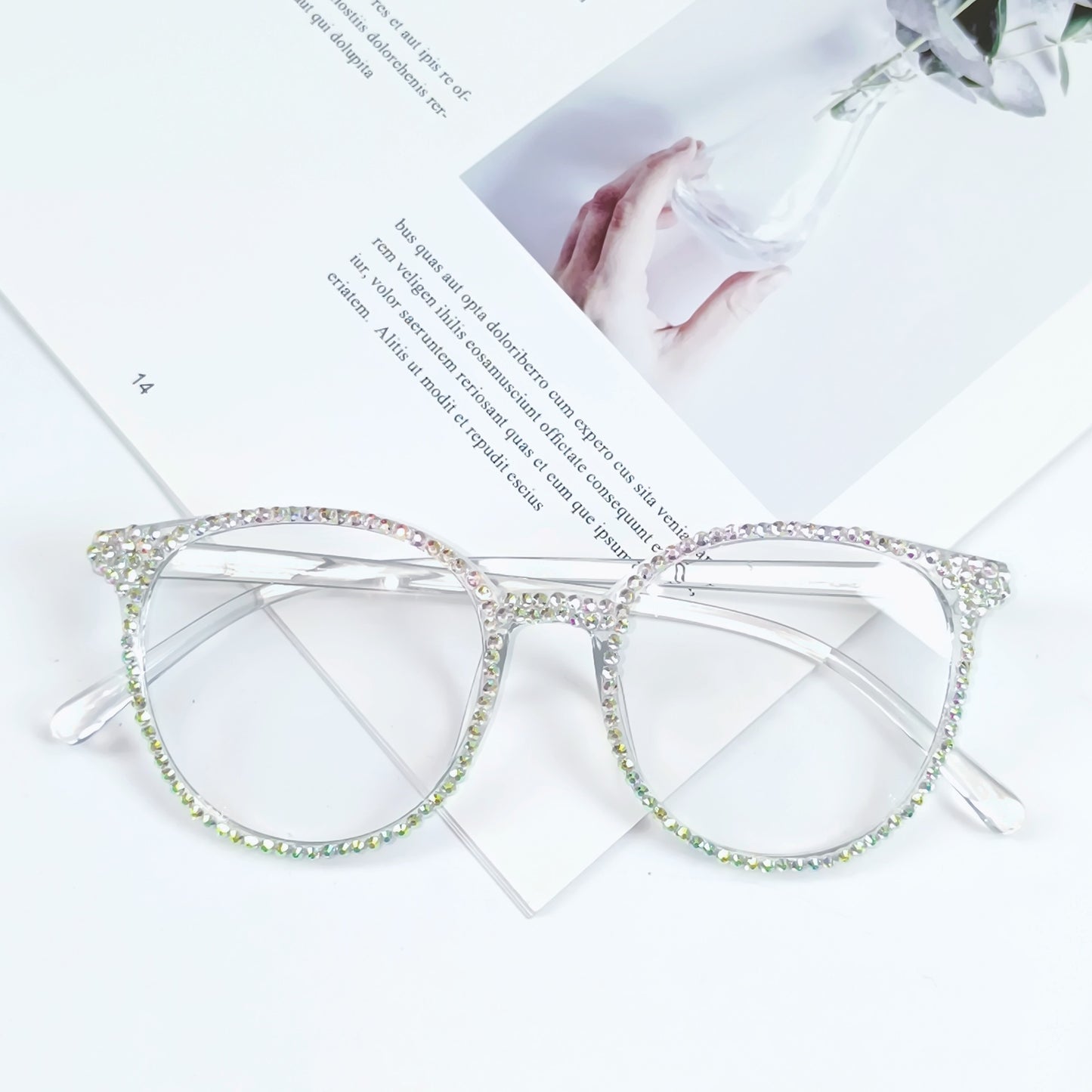 Damen Stylische Katzenaugen-Brille mit funkelndem Strassbesatz Brehn