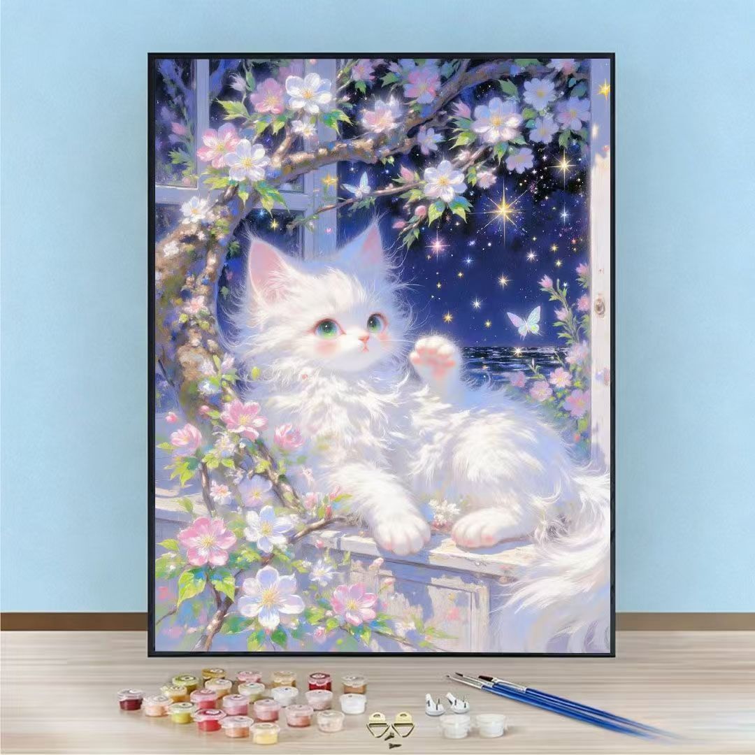 DIY-Katzen-Themen Malen nach Zahlen Kunst-Kit Brehn