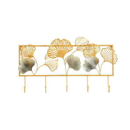 Dekorativer Metall Wandhakenregal mit Ginkgo-Blatt-Design Brehn