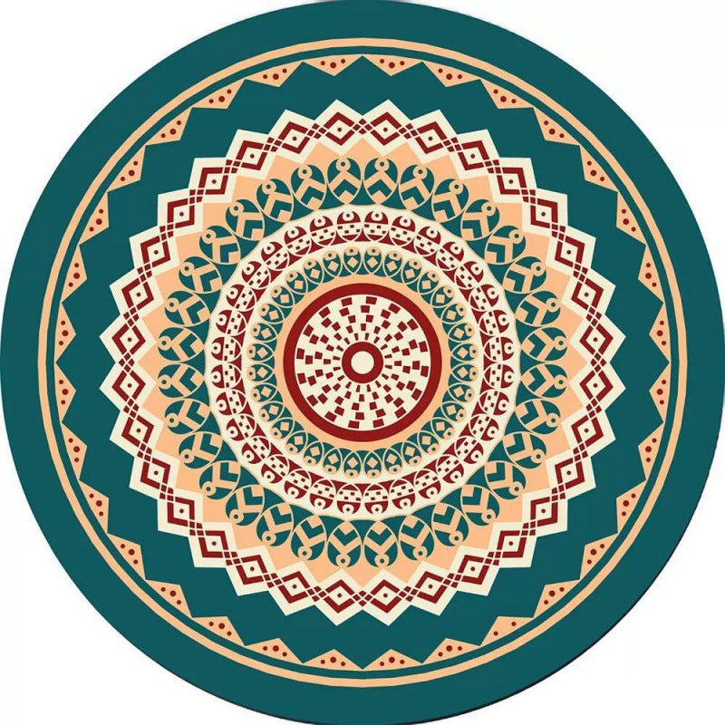 Kreisförmiger Vintage Blumenbereichsteppich Brehn