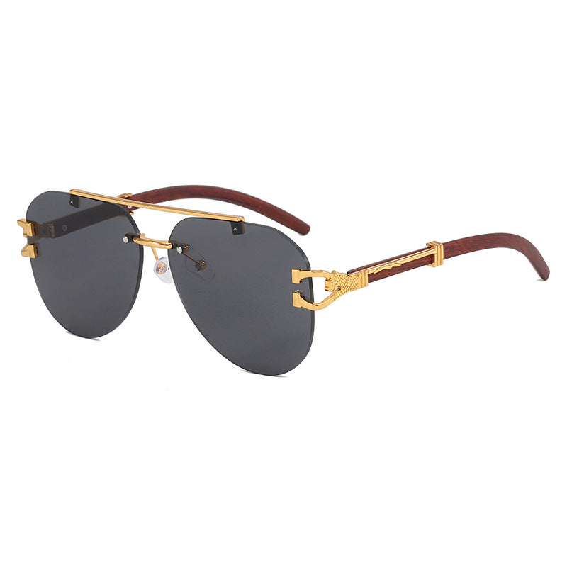 Damen modische Piloten-Sonnenbrille mit luxuriösen Metallakzenten und Holzdetails Brehn