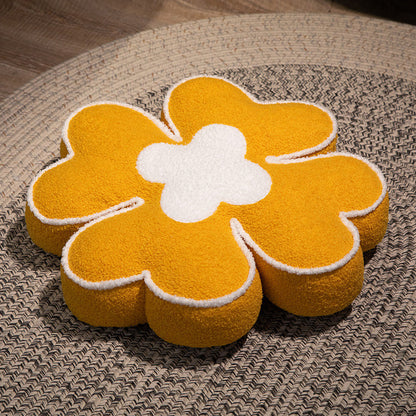 Gepolstertes Sitzkissen in Blumenform mit Kunstleder‑Mittelstück und flauschiger Randpolsterung