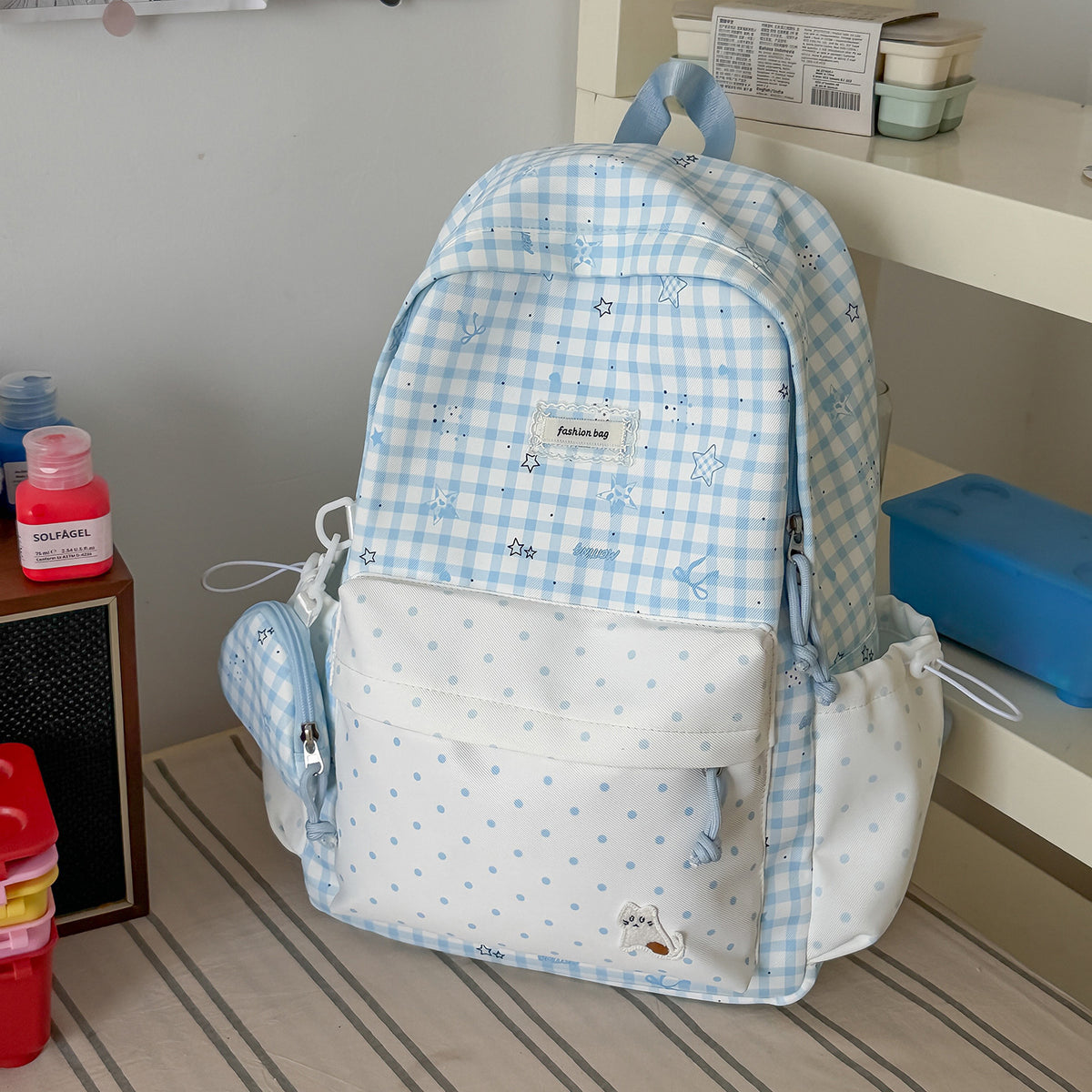 Stylischer Karostoff Casual Rucksack Brehn