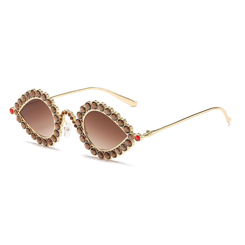 Damen Glamouröse Sonnenbrille mit funkelndem Strass Besatz Brehn