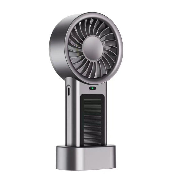 Unisex nan tragbarer Handventilator mit Solarpanel, USB-Ladefunktion und wiederaufladbarem Akku Brehn