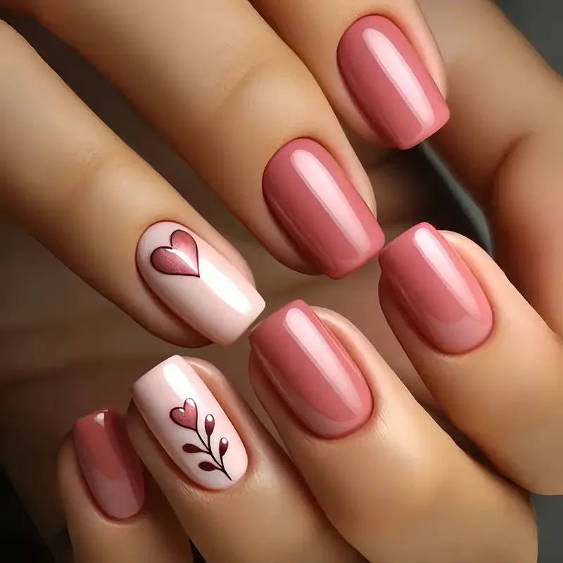 Herz-verzierte Nagelkunst-Design Brehn