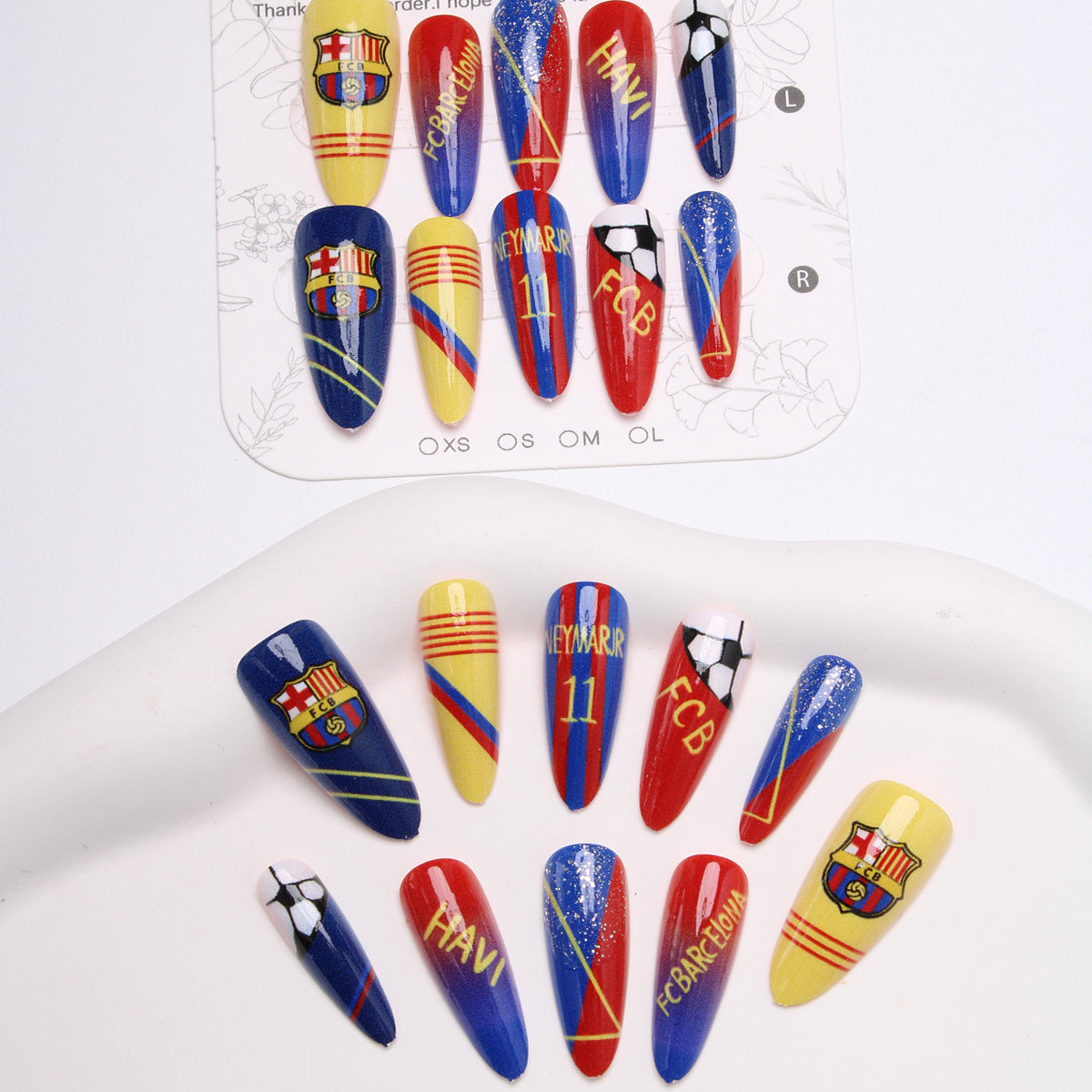 Sports-Themed Stiletto Presse-Nägel Brehn