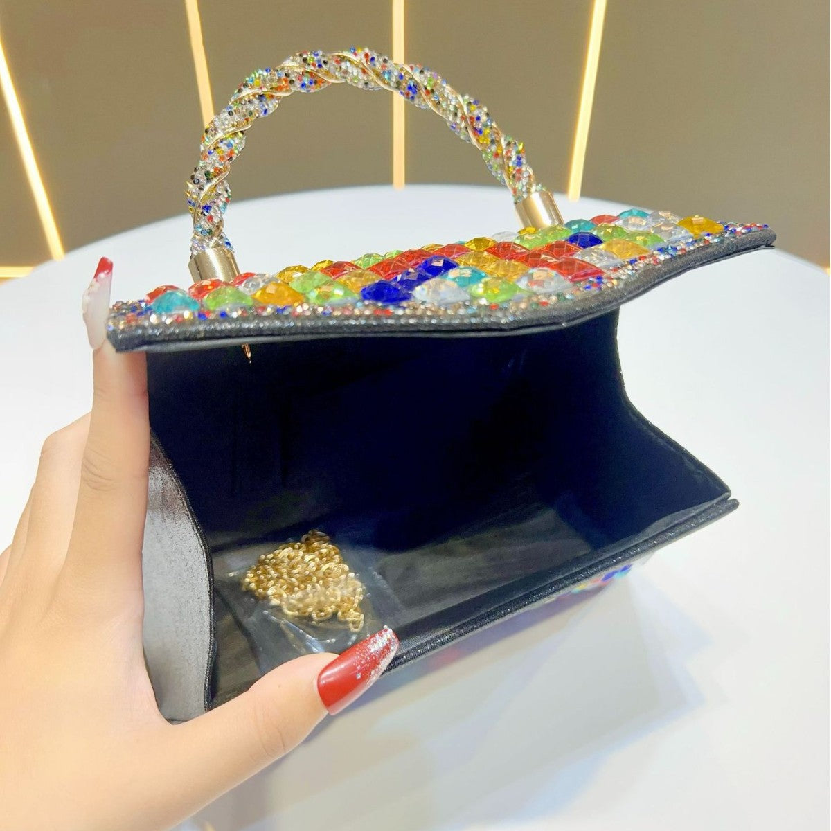 Bunte Strass Abendtasche