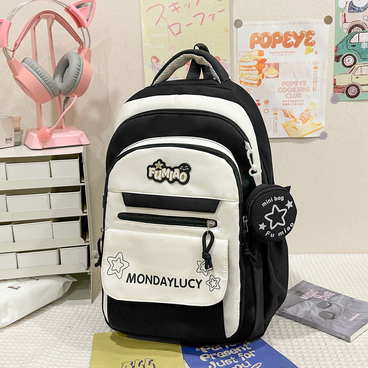 Lässiger Mehrfach-Taschen Schulrucksack
