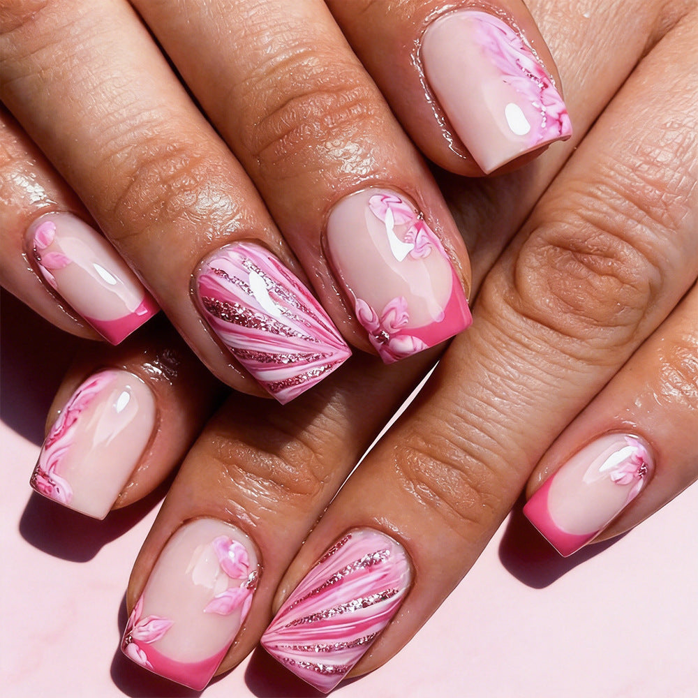 Künstlerische florale Gel Press-On Nägel Brehn