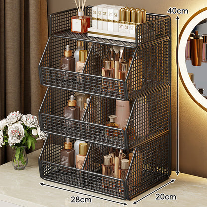 Zweischichtiger Metallgitter-Countertop-Vanity-Organizer-Regal mit erhöhtem Frontlippe