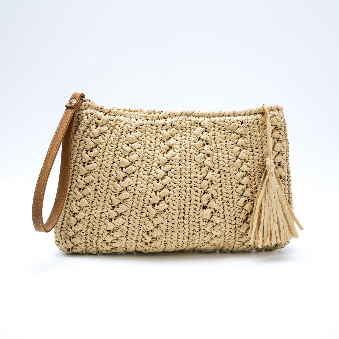 Handtasche Aus Geflochtenem Naturmaterial mit Quaste Brehn