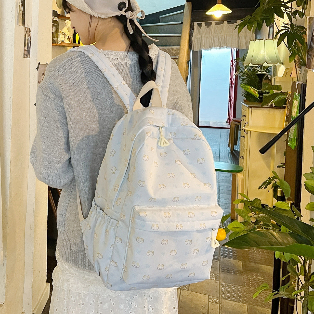 Niedlicher Rucksack mit Aufgesticktem Katzenmotiv Brehn