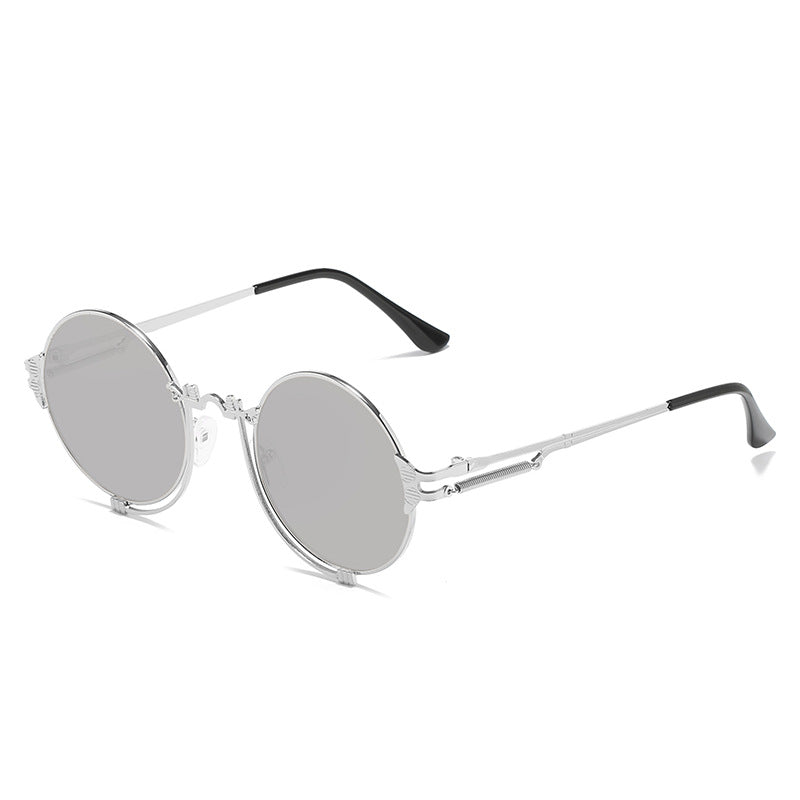 Damen stylische runde Metall-Sonnenbrille mit kunstvollem Designs Brehn