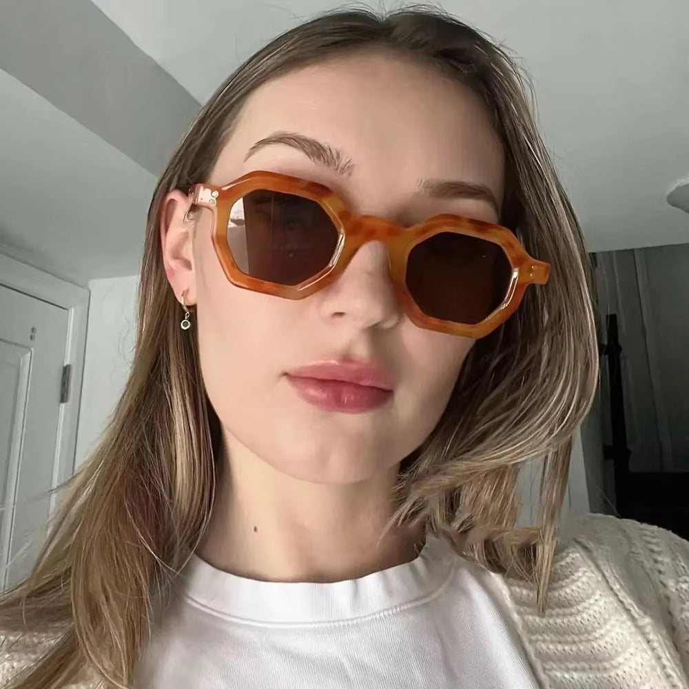 Damen oktagonale Sonnenbrille mit modischem Muster und UV-Schutz Brehn