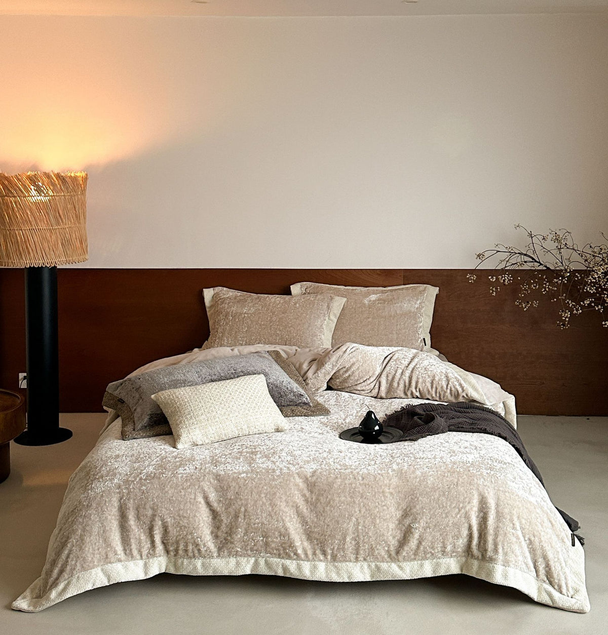 Flauschiges Samtvelours-Bettbezug-Set mit soften Plüschfasern und Hotelverschluss Brehn