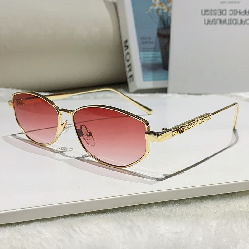Damen elegante Sonnenbrille mit funkelndem Metallrahmen Brehn