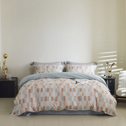Ombre gestreiftes Baumwollsatin Bettbezug-Set